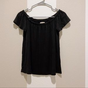 Black Flowy Off-the-Shoulder Top